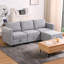 Petit canapé modulaire en L avec repose-pieds convertible et grand rangement, gris clair