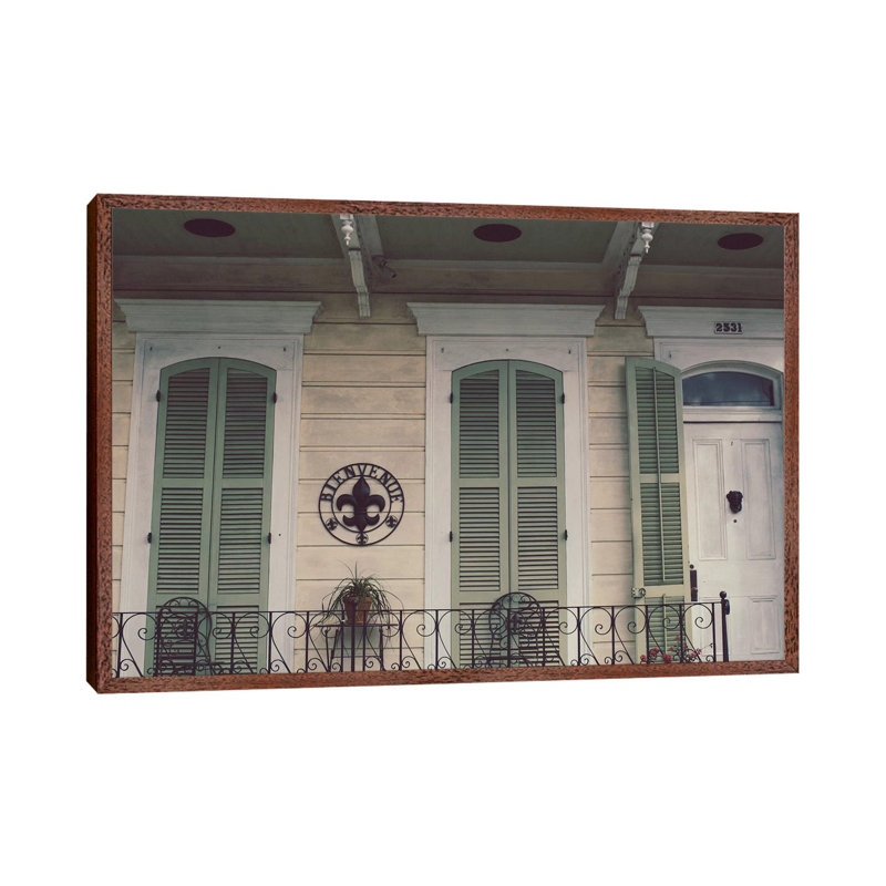 Bienvenue 1 Piece Wall Art on Canvas, 45.72cm H x 66.04cm W x 3.81cm D, Classic Brown Wood Framed