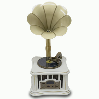 Mini haut-parleur Bluetooth blanc en bois avec radio rétro, son stéréo, sans fil Bluetooth, entrée AUX, lecture USB et prise casque 3,5 mm