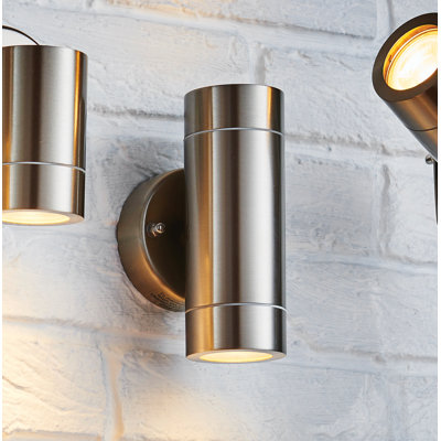 Metcalfe Brushed Stainless Steel 2 - Bulb Outdoor Armed Sconce