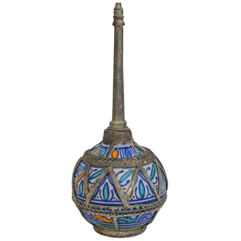 Vase de table intérieur / extérieur bleu / orange / bleu sarcelle 8,5 po