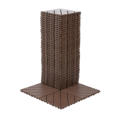 Carreaux de terrasse en plastique emboîtables, paquet de 44 tuiles de patio, 12 po x 12 po carré imperméable pour l'extérieur, utilisation de tous les temps, tuiles de patio pour le balcon de la piscine, gris