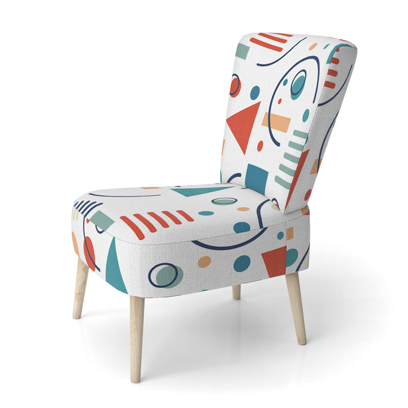 Multicolor Trendy Geometric - Upholstered Patterned Accent Side Chair