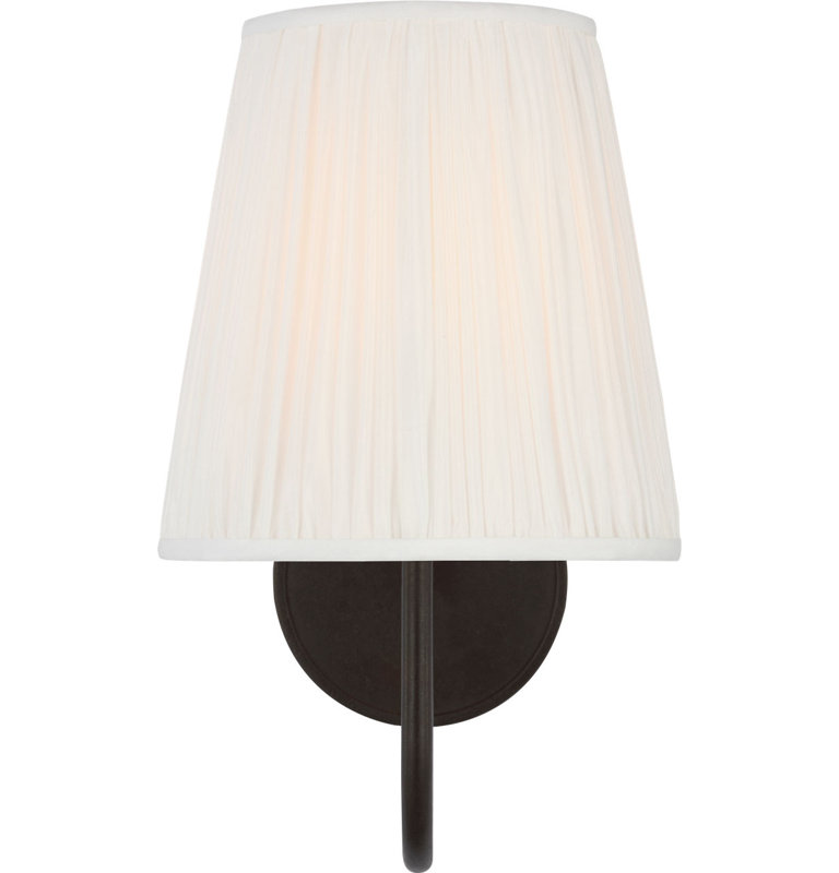 Lyndsie Small Sconce with Silk Pleated Shade, Aged Iron
