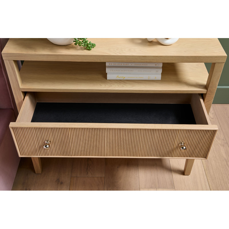 Taube Highland Open Shelf, 2-Drawer Nightstand, Beige