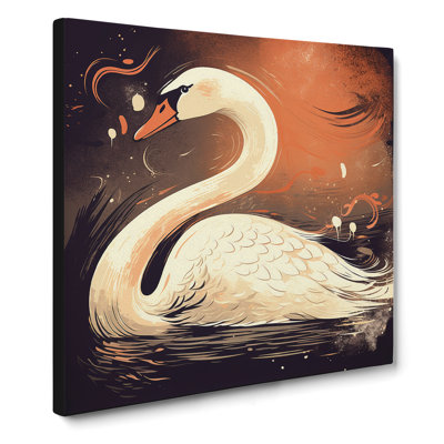 Swan Retro No.3 - Wrapped Canvas - Framed Print