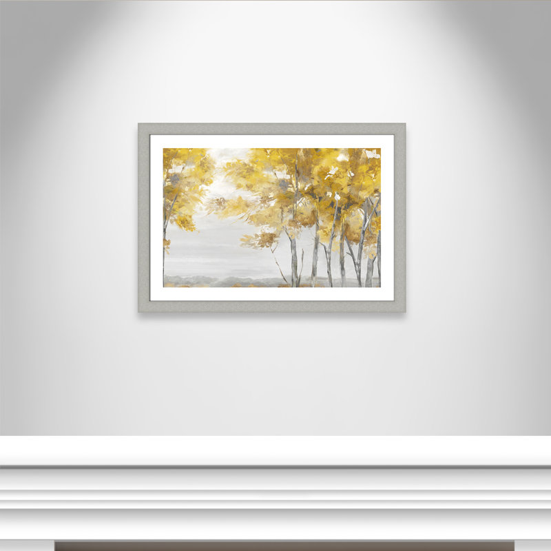 Jaune altruiste - Art encadré autoportant, Cadre argent brossé, H 27 po x l 37 po x P 1,25 po
