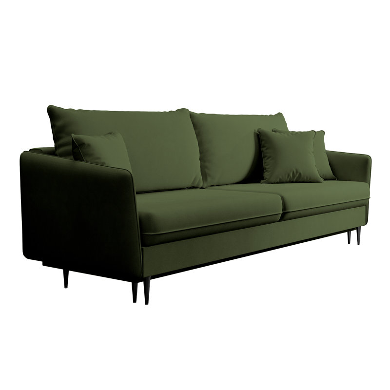 Almonor 3 Seater Velvet Sleeper, Olive Green