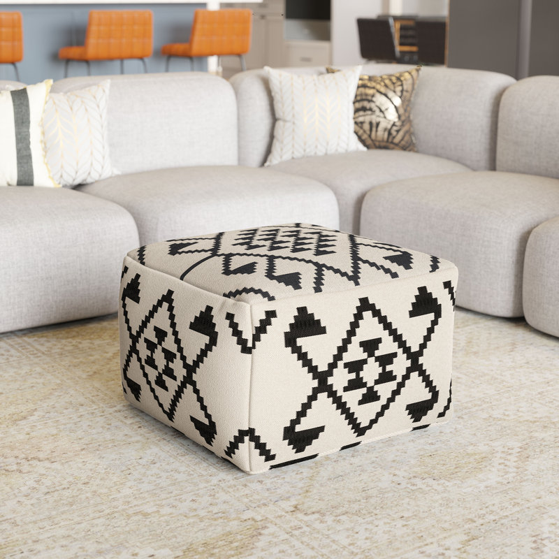 Glorine Ottoman Beige & Black