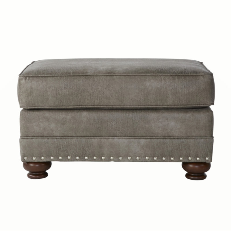 Shandon Fabric Upholstered Nailhead Ottoman, Goliath Mica