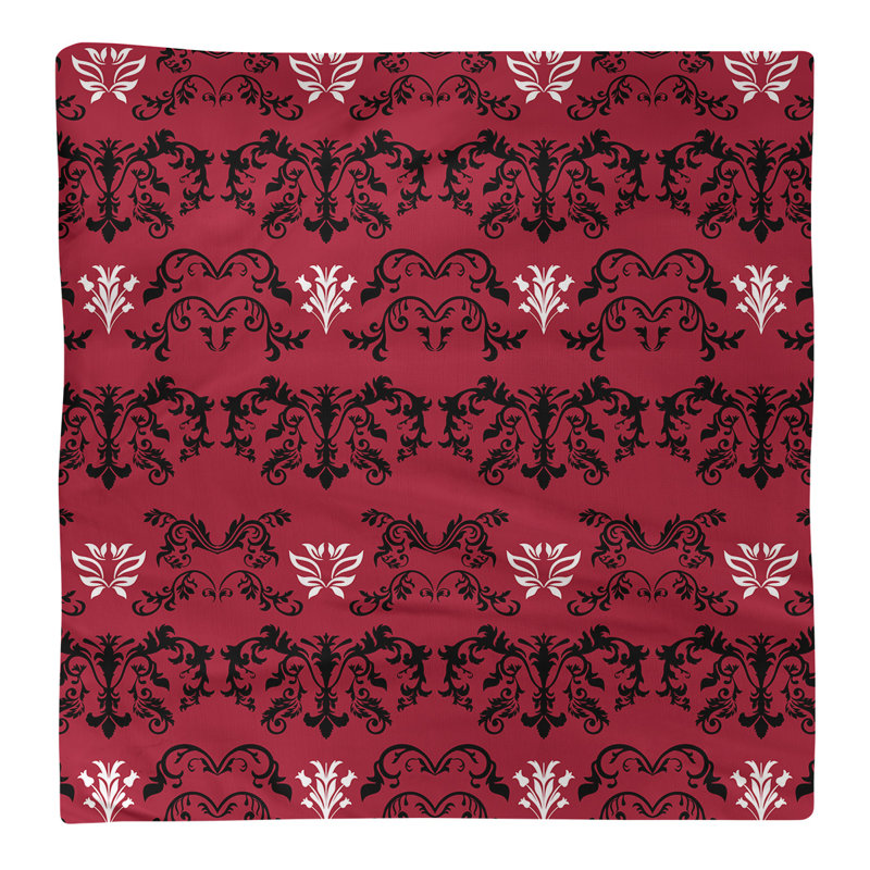 Damask Square Napkin, Black/Red/White, Polyester, 22" W x 22" L