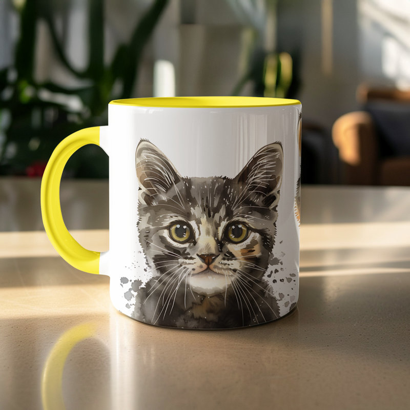Ceramic Coffee Mug, 3, Yellow