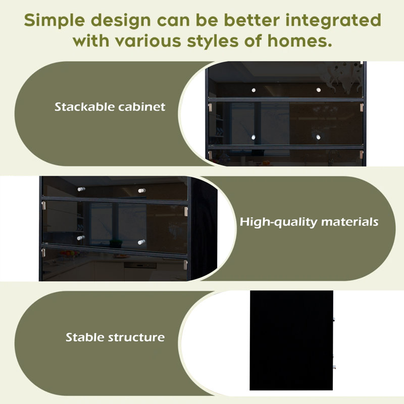 Glass Door Shoe Box Shoe Storage Cabinet With RGB Led Light, Black