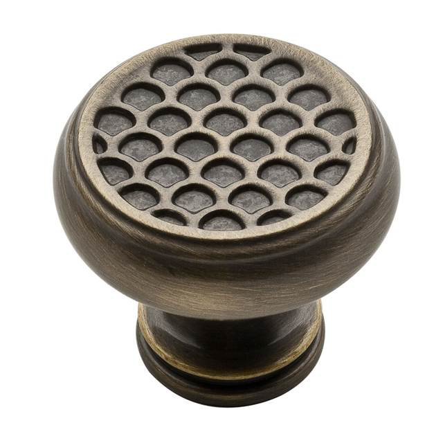 Couture 1.33" Diameter Mushroom Knob, Satin Brass and Black