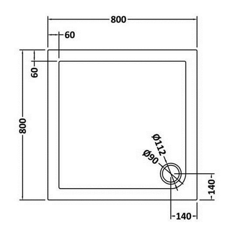 Standard Shower Tray - Slate Grey, 40mm H x 800mm W x 800mm D, Corner
