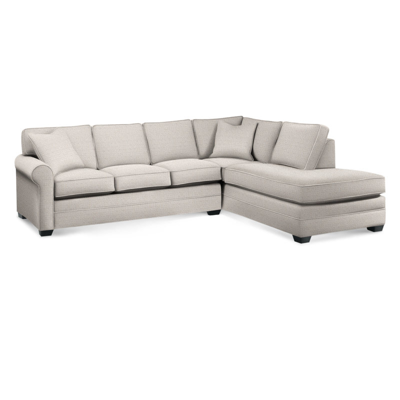 Bedford Upholstered Sectional, White Textured Performance; 0865-91, Black Finish, Right Hand Facing