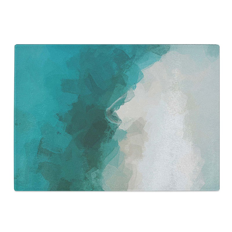 Tempered Glass Beach into the Ocean Chopping Board, 39 cm W x 28.5 cm L
