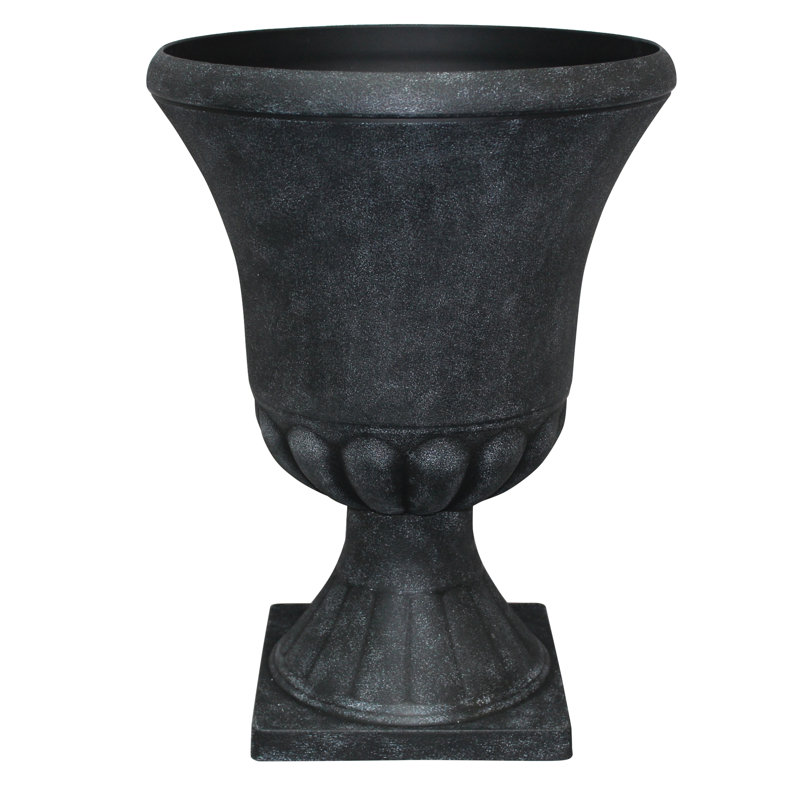 Winston 16 Inch Black Resin Outdoor Urn Planter
