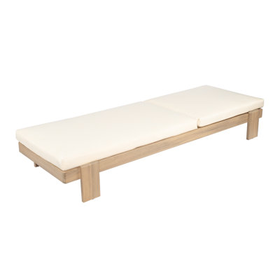 Alfred Outdoor Acacia Wood Chaise Lounge Chair With Adjustable Backrest And Cushion by Ebern Designs
