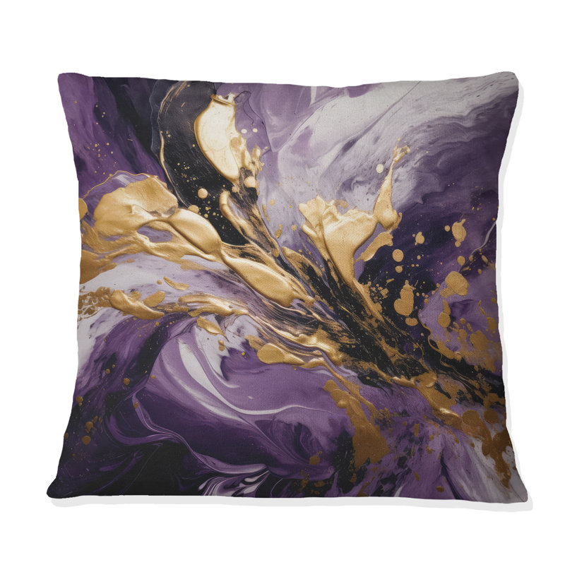 Mauve et or liquide Magic II - coussin imprimé, H 16 po x l 16 po, Carré