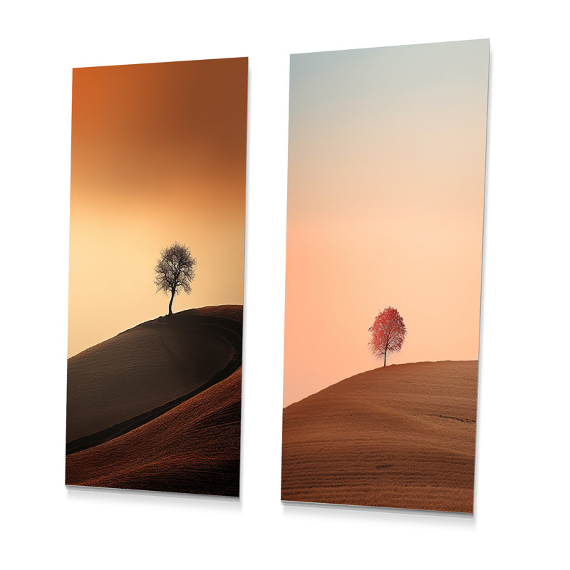 Automne, coucher de soleil, abstraction, ensemble d'art mural en métal, H 32 po x l 32 po