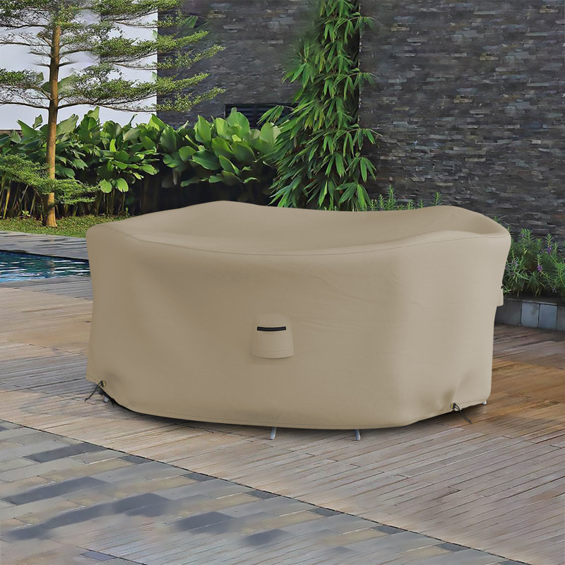 Housse robuste pour table ronde et chaise d'extérieur robuste et polyvalente, Beige, H 23 po x l 60 po