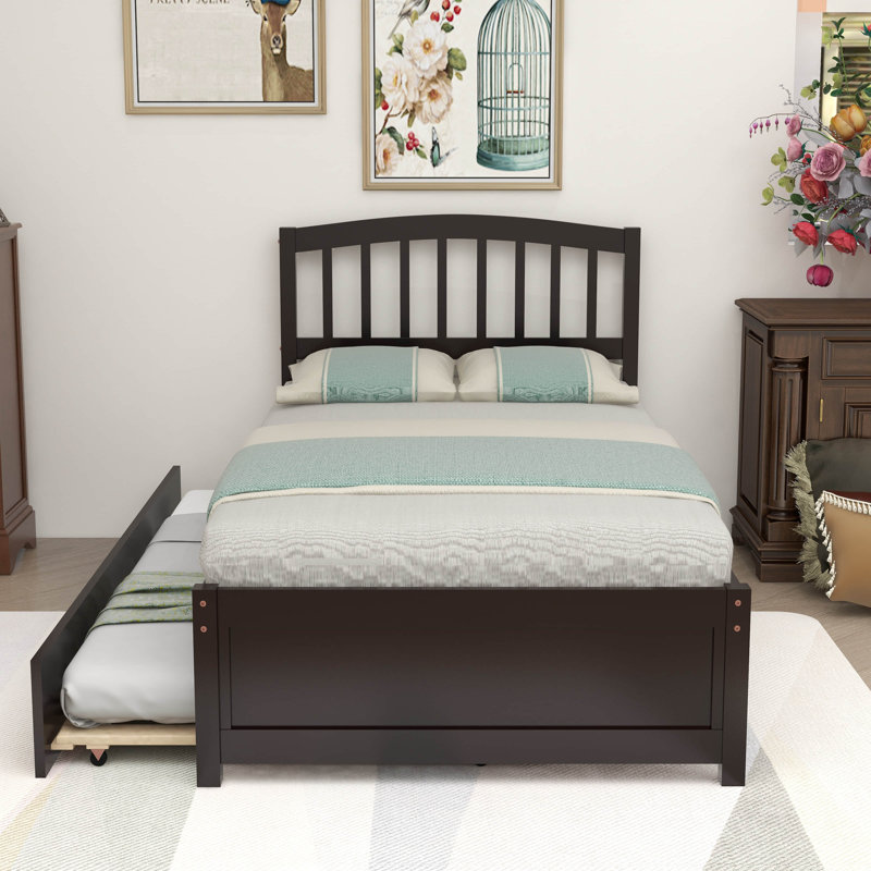 Lit plateforme simple avec lit gigogne Betio, Espresso