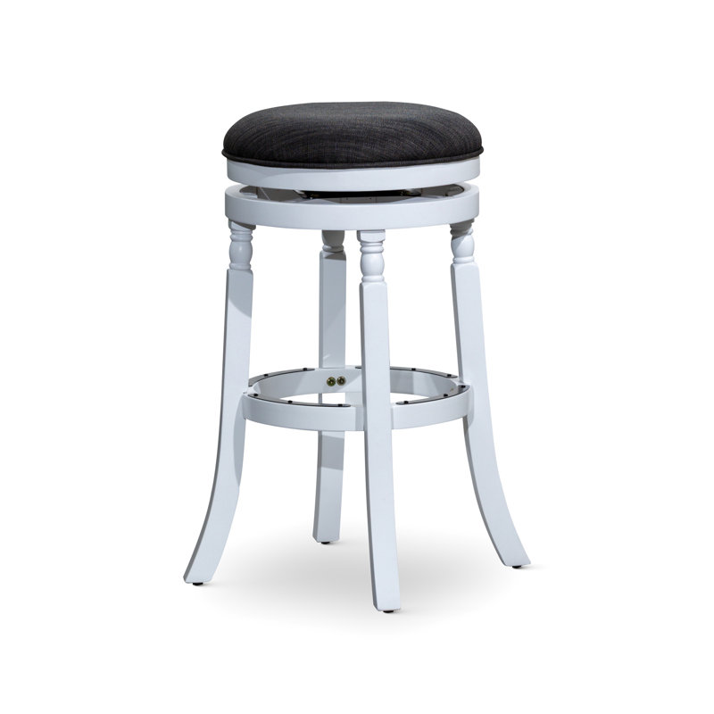 Tabouret de bar 30 po, blanc avec siège en tissu gris anthracite, structure robuste, pivotant à 360 degrés, rembourré de mousse, convient pour un tabouret de comptoir blanc, fabrication, cuisine