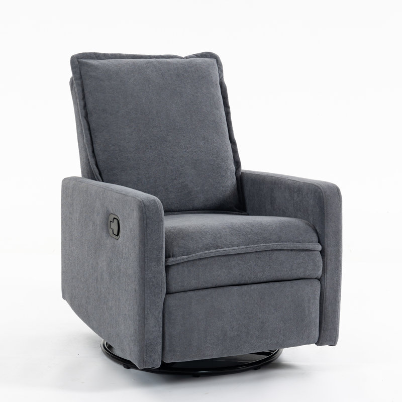 25.2'' Wide Manual Swivel And Rocker Recliner, Gray