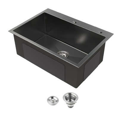 27" L x 19" W Drop-In Single Bowl 20 Gauge Stainless Steel Kitchen Sink with Drain Kit