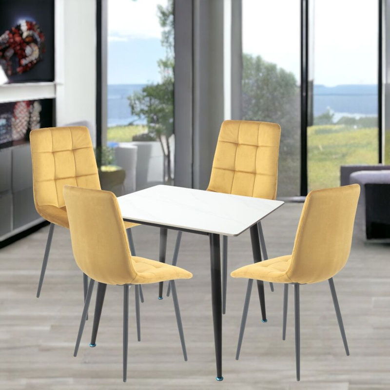 Sedley 4 -Person Ceramic Dining Set, Yellow