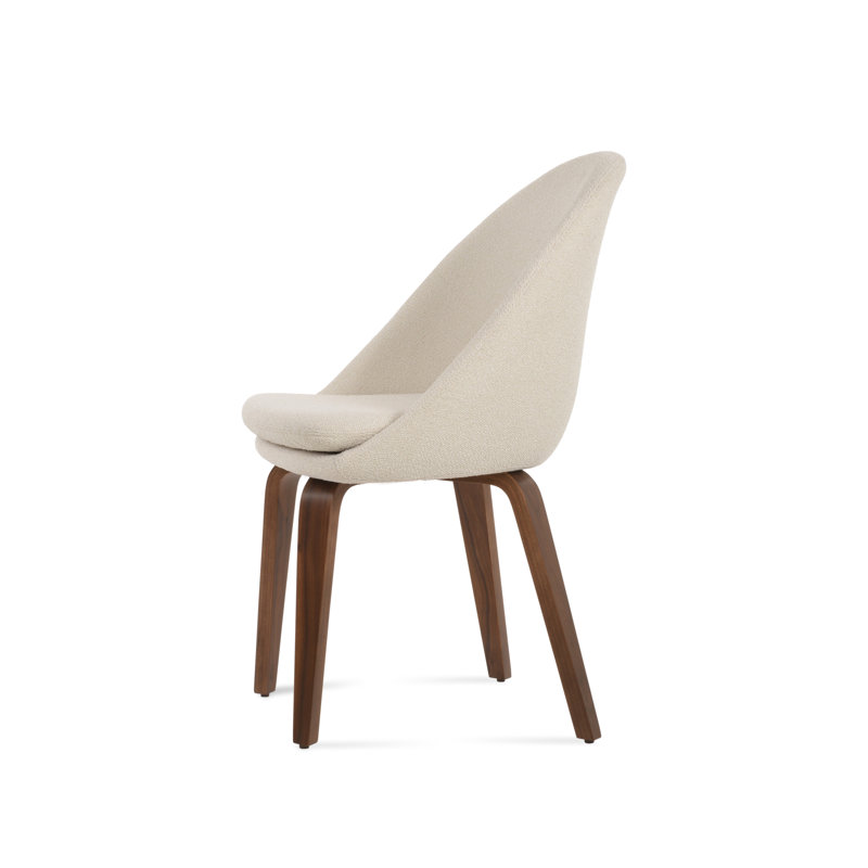 Chaise d'appoint rembourrée ivoire, Noyer