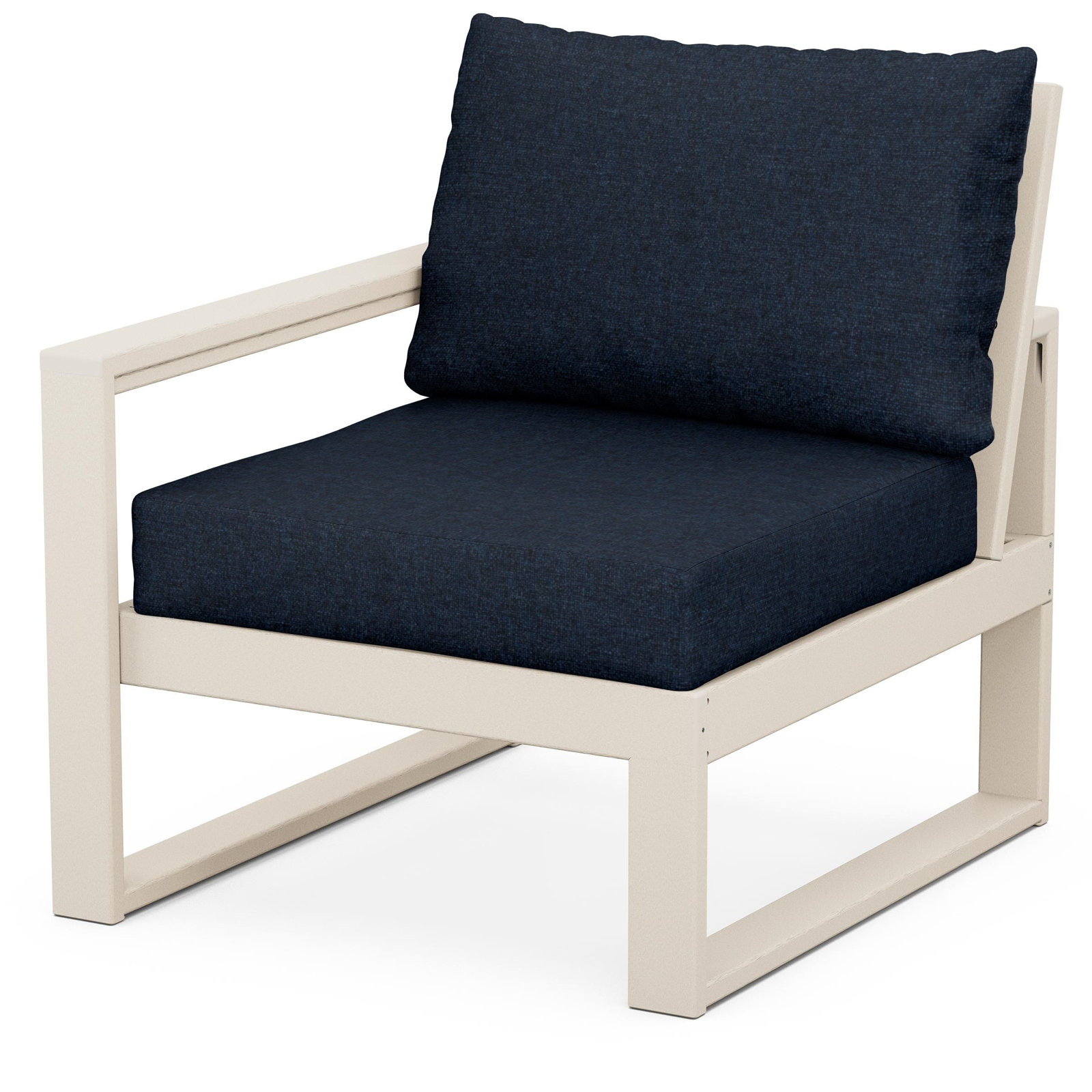 POLYWOOD Outdoor Lounge Chair, Sand, Marine Indigo