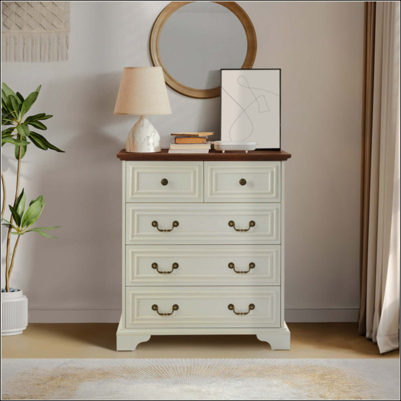 Commode moderne à 5 tiroirs pour la chambre à coucher - Vaste commode de rangement, robuste et sécuritaire