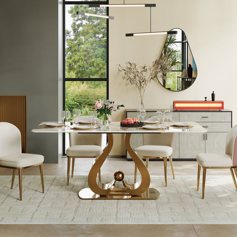 Modern Rectangular Dining Table, 29.5"H x 70.9"L x 35.4"W