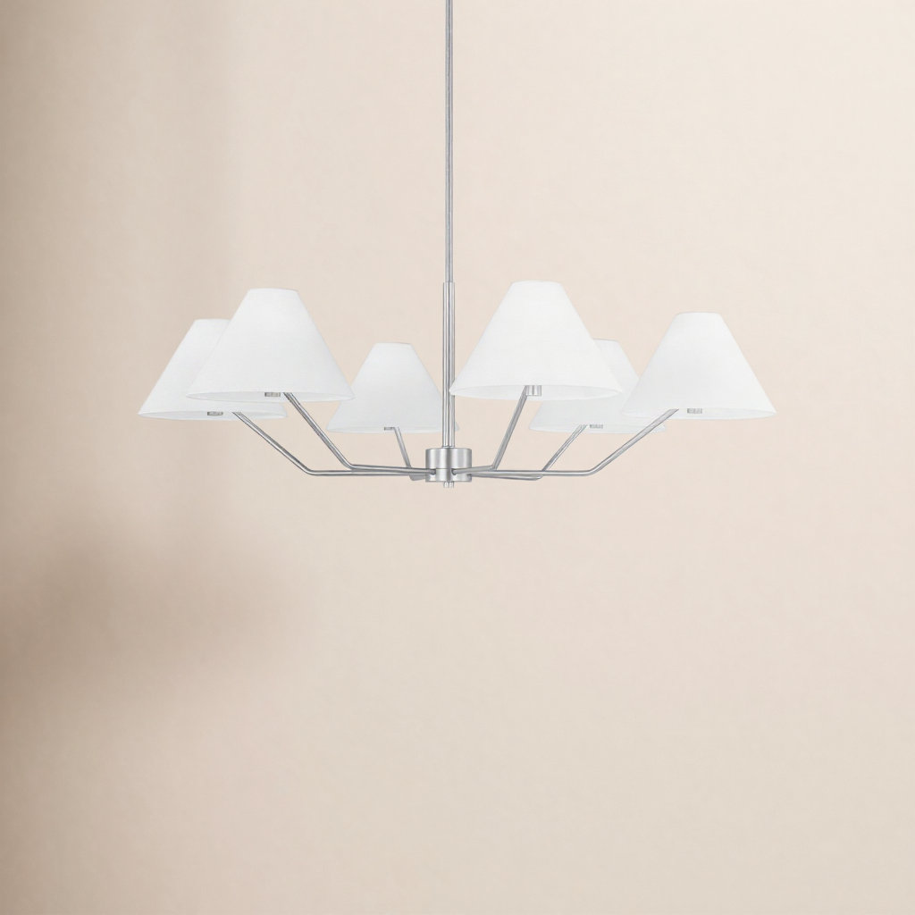 Reggie 6-Light Large Chandelier, Brushed Steel