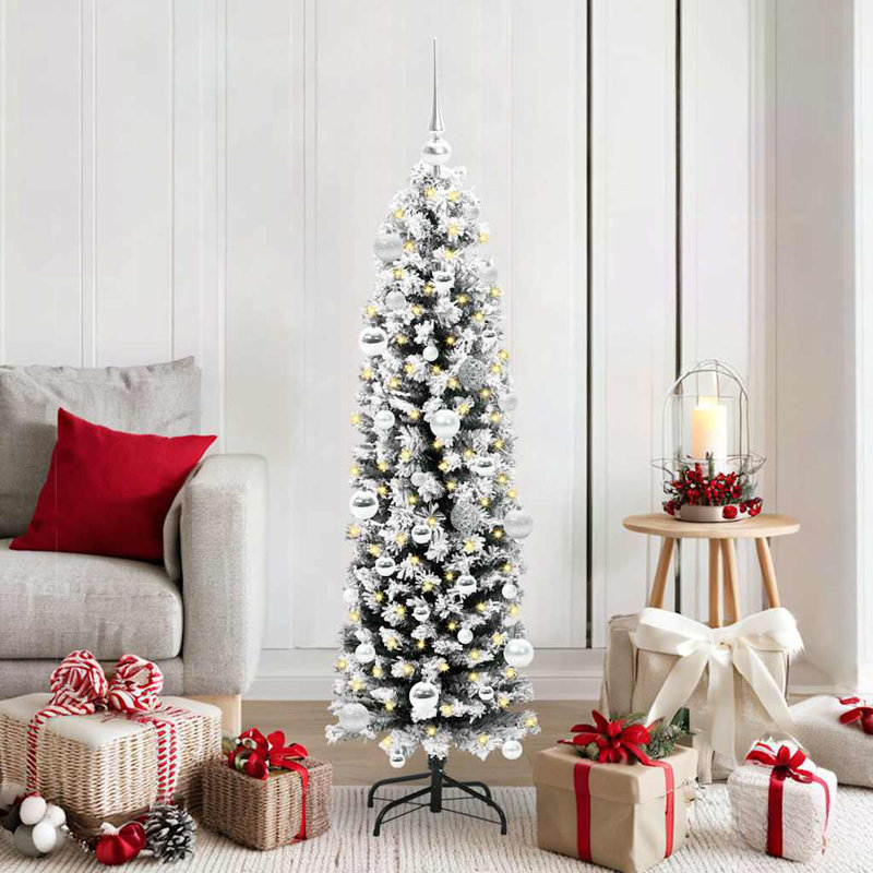 Artificial Christmas Tree with 150 LEDs with Stand, Silver, 4.92' H