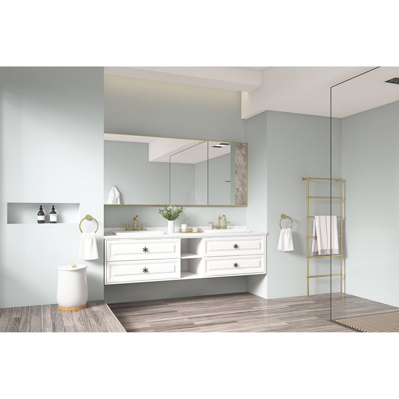 Miroir de salle de bain 96 po x 36 po à DEL avec fonction de mémoire de brouillard, grande salle de bain réglable en aluminium doré avec dossier, cadre doré teinté