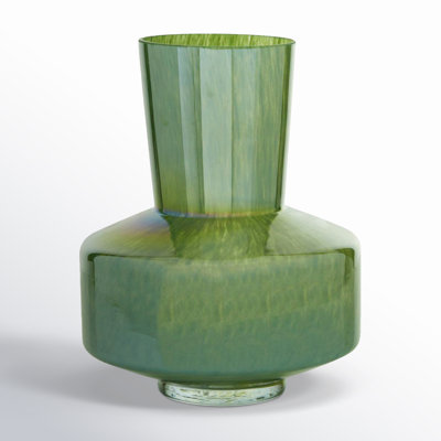 Modern Style Magician's Hat Jade Green Glass Vase, 12" X 11" X 11"