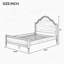Lit plateforme double en bois avec tête de lit et pied de lit, noyer-129186299-129186300