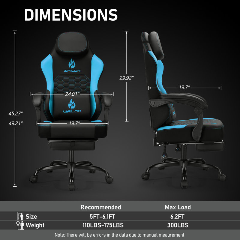 Massage Video Game Chair With Pocket Spring Cushion, High Back Ergonomic Computer Chair With Footrest For Adults, Racing Style Computer Chair With Headrest And Lumbar Support