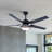 52" Traditional Ceiling Fan With Led Light, Remote Control, 3-Speed & 3-Colour Led, 5000 Cfm Airflow