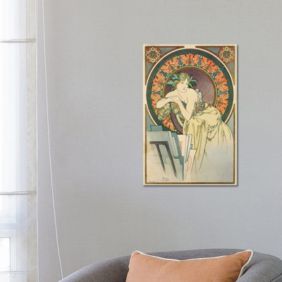 Woman with Poppies, 1898 by Alphonse Mucha - 1 Piece Wrapped Canvas Painting