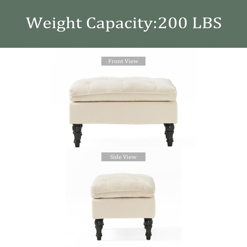 PILLOW TOP OTTOMAN, Cream