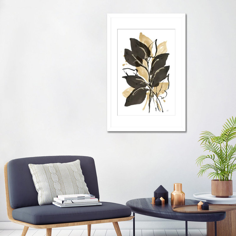 Natural Leaves II, White Open Corner Frame Paper, 32" H x 24" W x 1" D