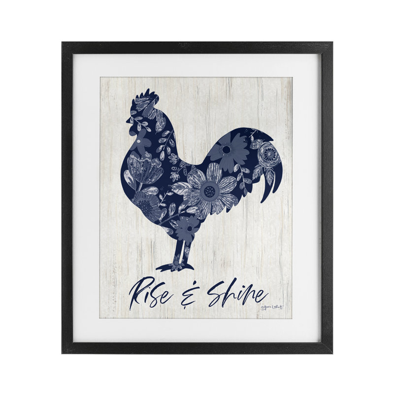 «Floral Rise & Shine Rooster», reproduction sous verre encadrée, conception par Annie Lapoint, H 16 po x l 13 po