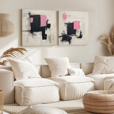 " Graphite Pink Fusion " by Golden Glow Interiors 2 - Pieces