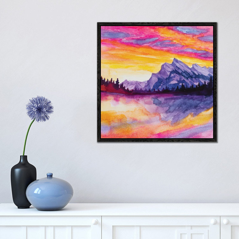 Ice Mountain by Radek Smach - Painting on Canvas, Black Framed, 45.72 cm H x 45.72 cm W