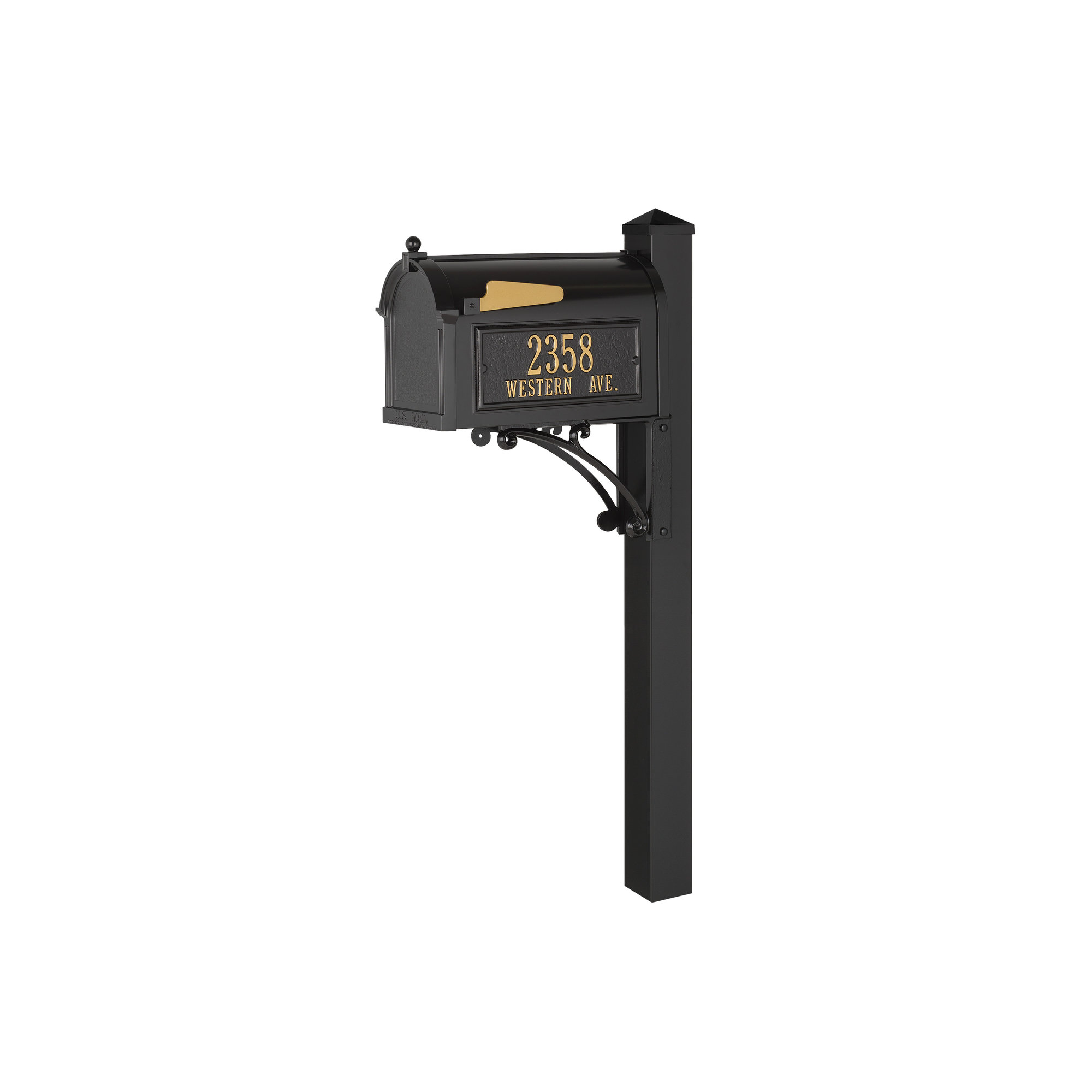 Superior Post Mounted Mailbox, Black, Yes