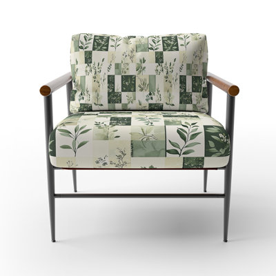 Country Farmhouse Accent Chair - Meadows Quilt Green Arm Chair